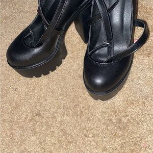 SHEIN Black Chunky Heel Mary Jane Shoes